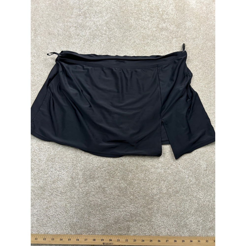 It Figures! Solid Swim Skirt 22W Black Side Slit Skort Plus Size Modest Classic